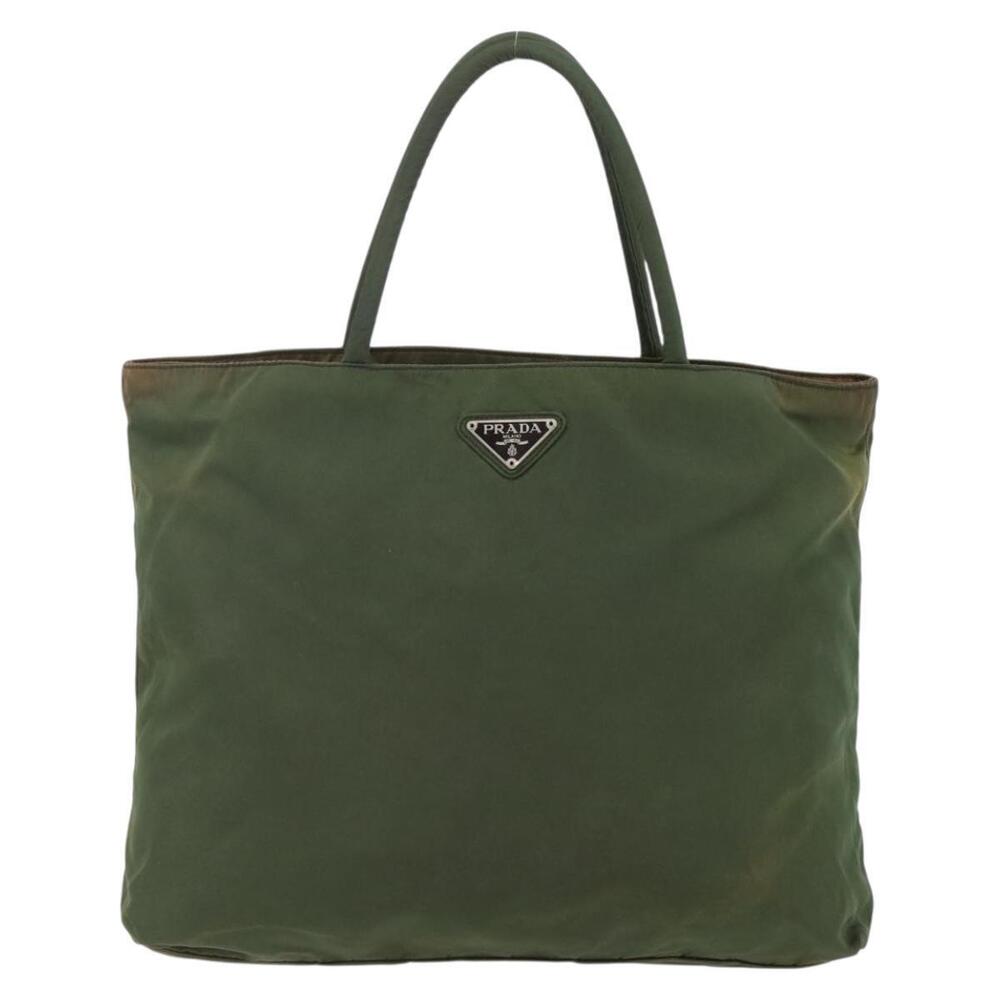 PRADA Tote Bag Nylon Khaki Silver Auth bs29922 - Picture 13 of 16
